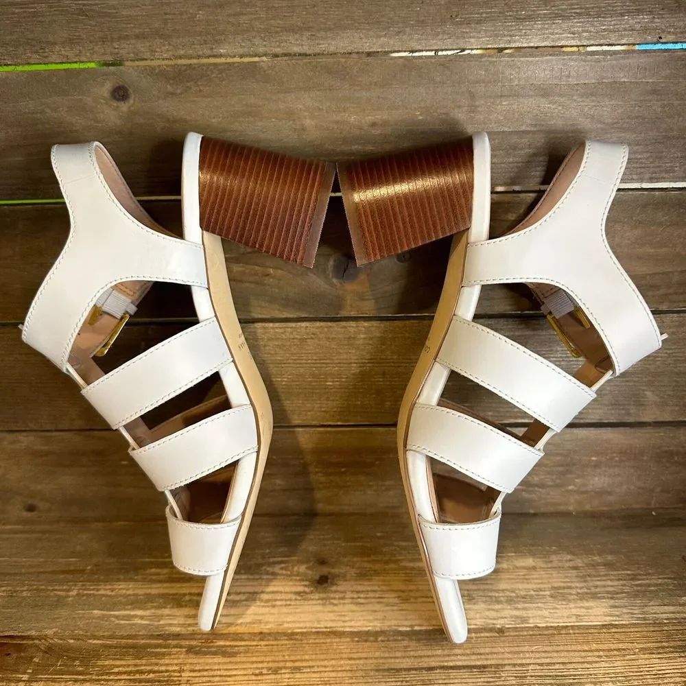 New Womens‎ Cole Haan Josie White Leather Strappy Heeled Sandals Shoes Size 9 B
